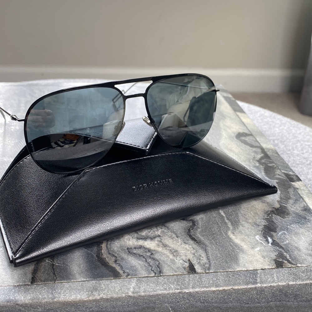 LIKE NEW Dior Homme 0205 black and silver frames, black mirror lens